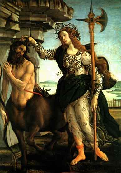 Botticelli, Atena Pallade doma il Centauro